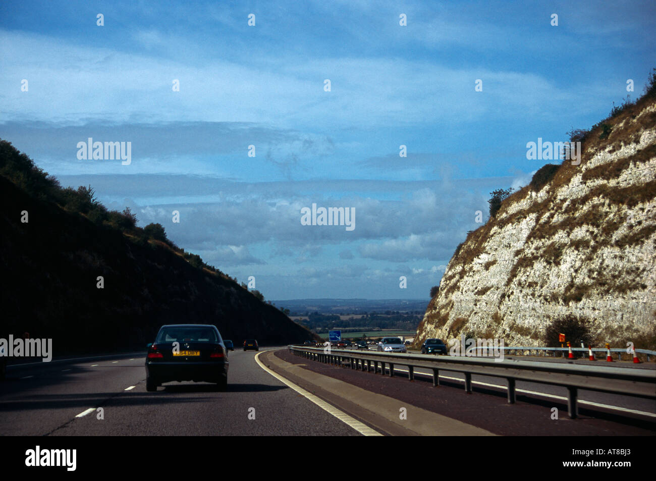 M40 Autobahn in Chilterns England Stockfoto