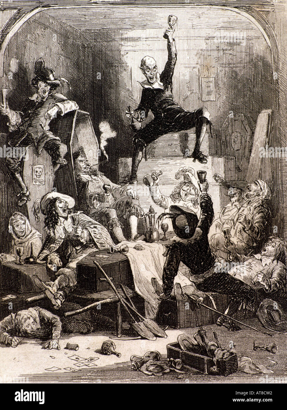 Holzschnitt trinken die Pest Pest London England 1347-1350 Stockfoto
