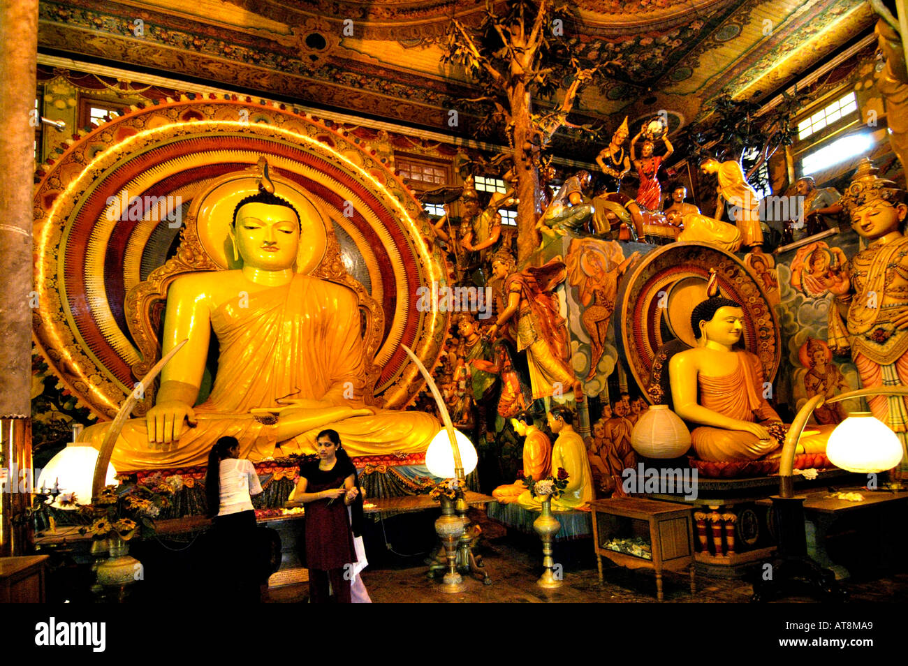 Ceylon Sri Lanka Insel asiatische Asiaten orientalische Orient Colombo Ceylon Sri Lanka Insel Buddhismus Buddha Gangaramaya Tempel Stockfoto