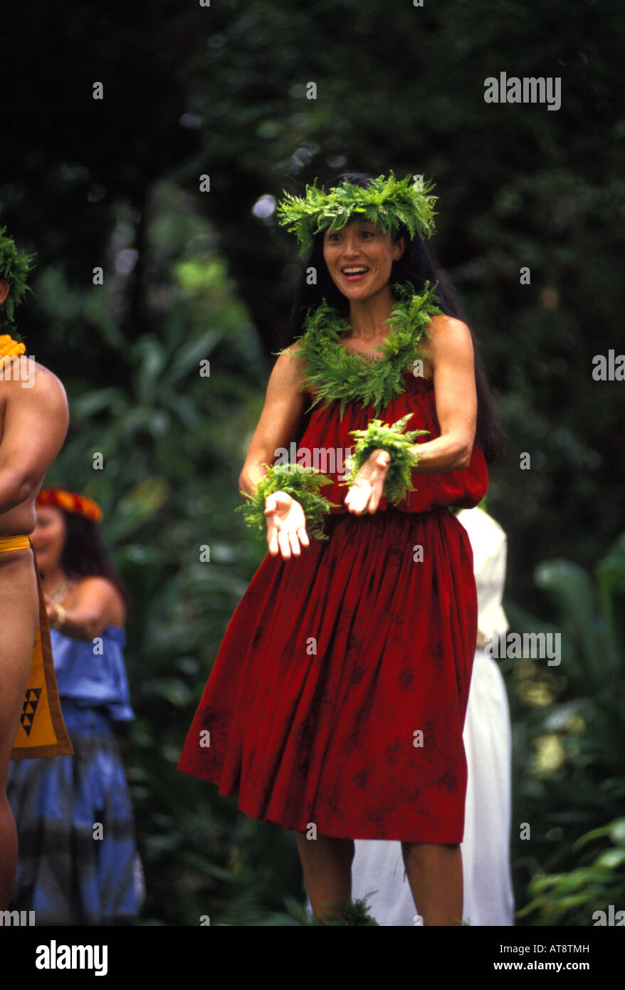 Prinz viel Hula Festival Auftritt beim Moanalua Gärten, Oahu Stockfoto