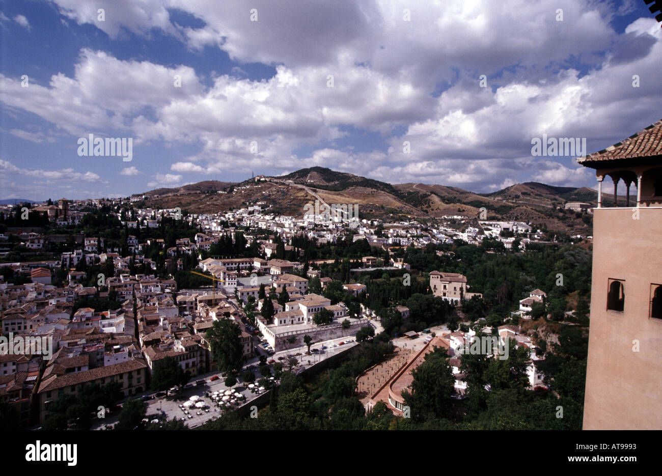 Blick vom Alhambra-Palast auf der Stadt von Granada, Spanien Stockfoto