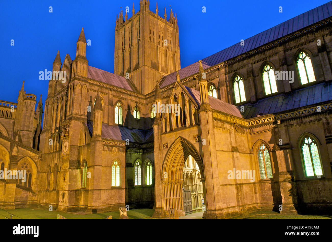 Wells Cathedral Nordseite Stockfoto