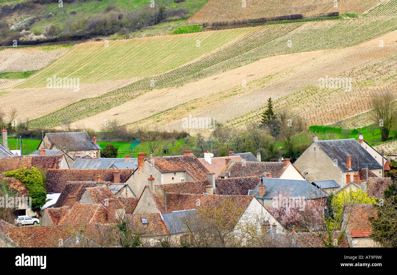 Dorf Chavignol in der Nähe von Sancerre im Loire-Tal mitten in den Rebbergen Stockfoto