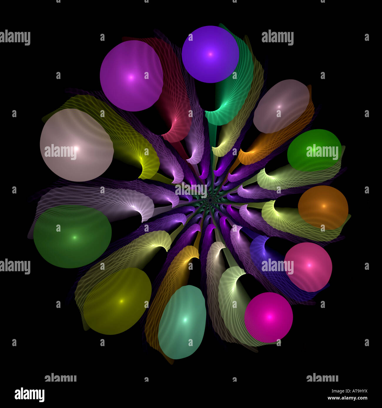 Abstrakte Fraktalbild ähnelt einer transparenten Whirligig Spirale Stockfoto