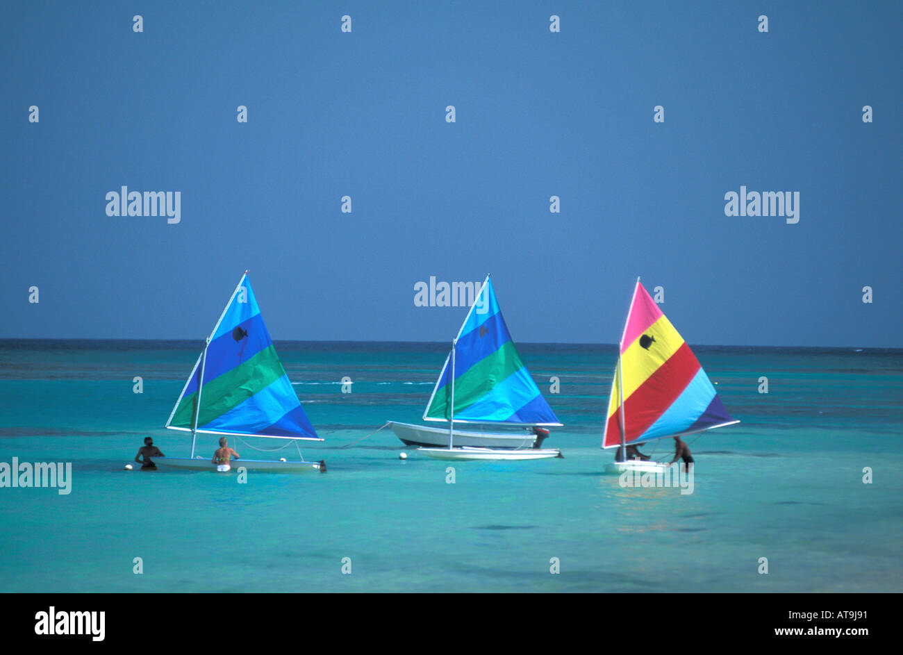 Dominikanische Republik Punta Cana Segelboote auf türkis Wasser Stockfoto