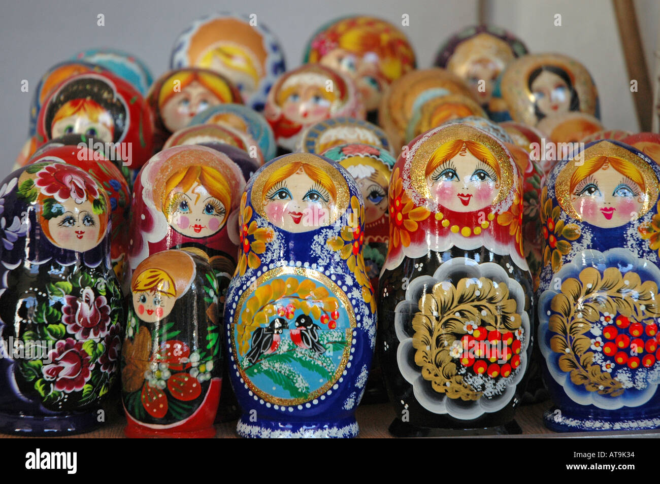 Russische Puppen, Markt in Warschau, Polen Stockfoto