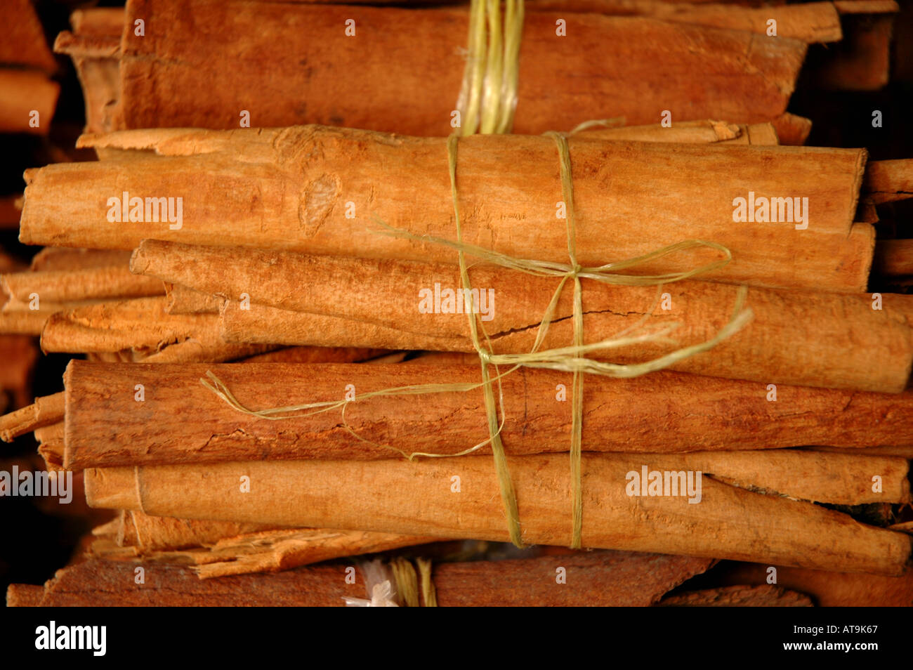 Castries, St. Lucia lokalen Gewürzen Zimt Sticks Gemüsemarkt Stockfoto