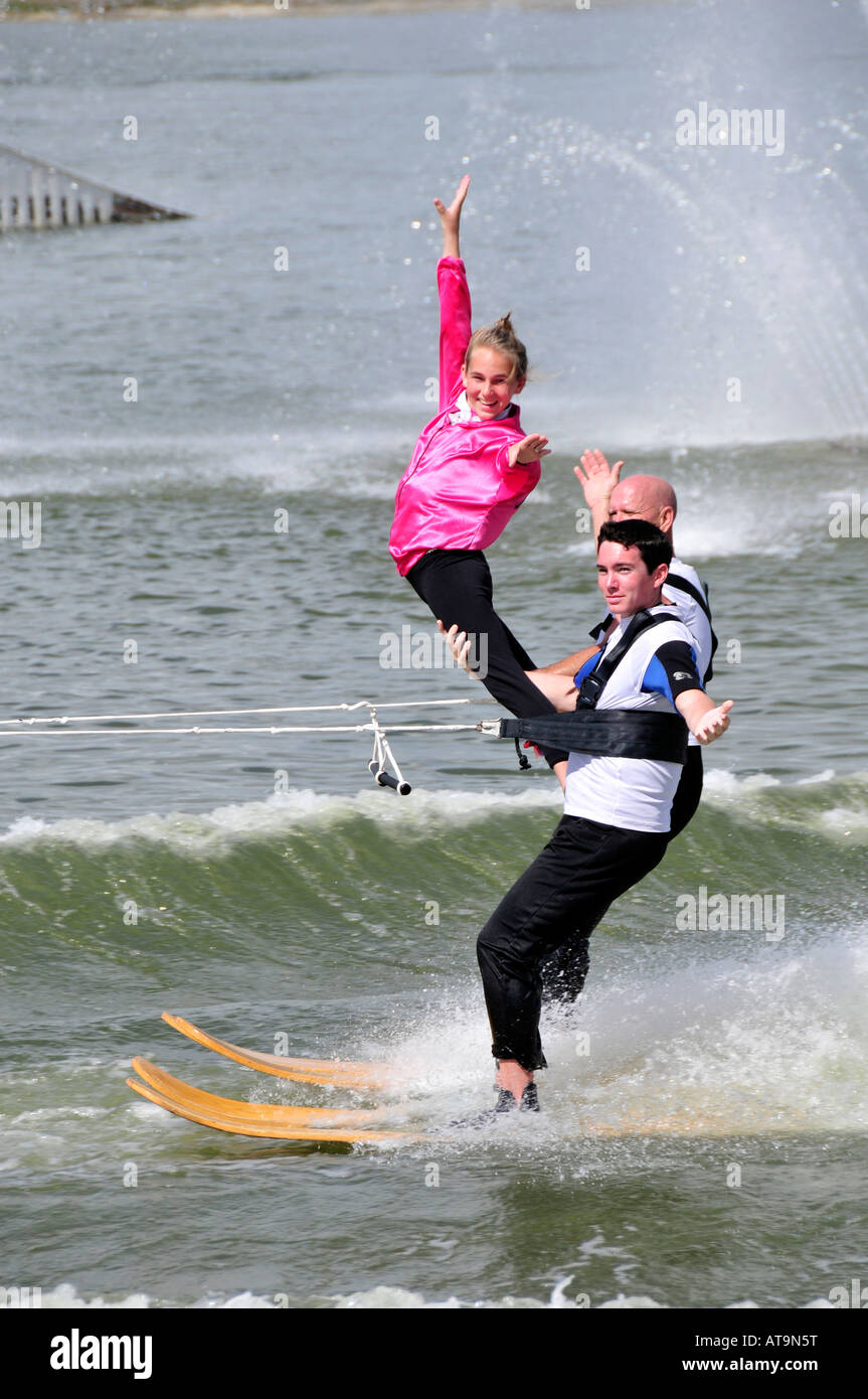 Wasser Ski Demonstration Naples Florida auf Miromar See Stockfoto