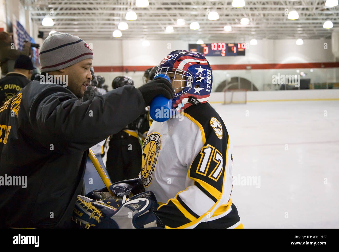 Afrikanische amerikanische Eishockey-Team Stockfoto