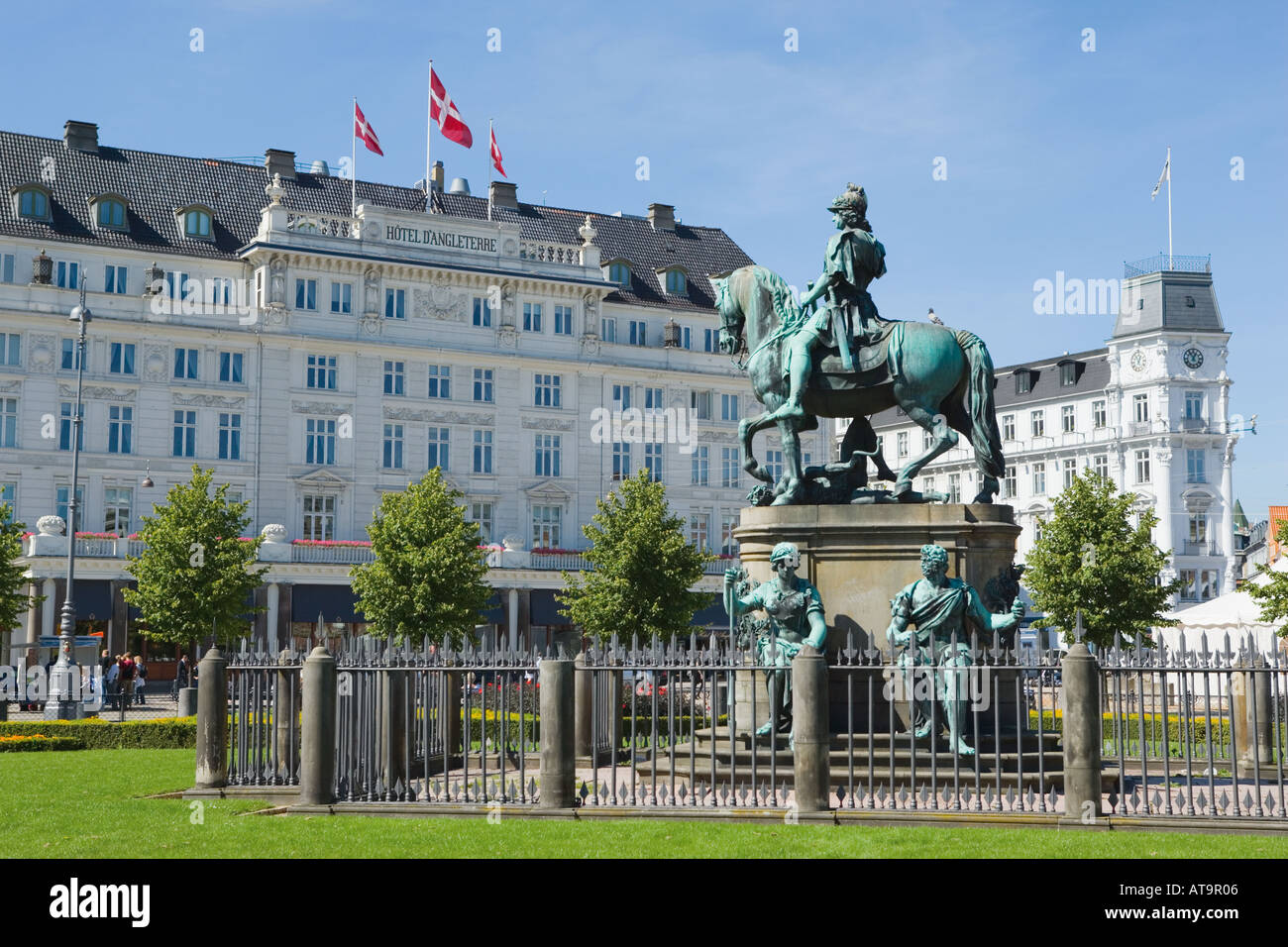 Kopenhagen Dänemark Kongens Nytorv The Kings neue Square Statue von König Christian V bekannt als The Horse Stockfoto