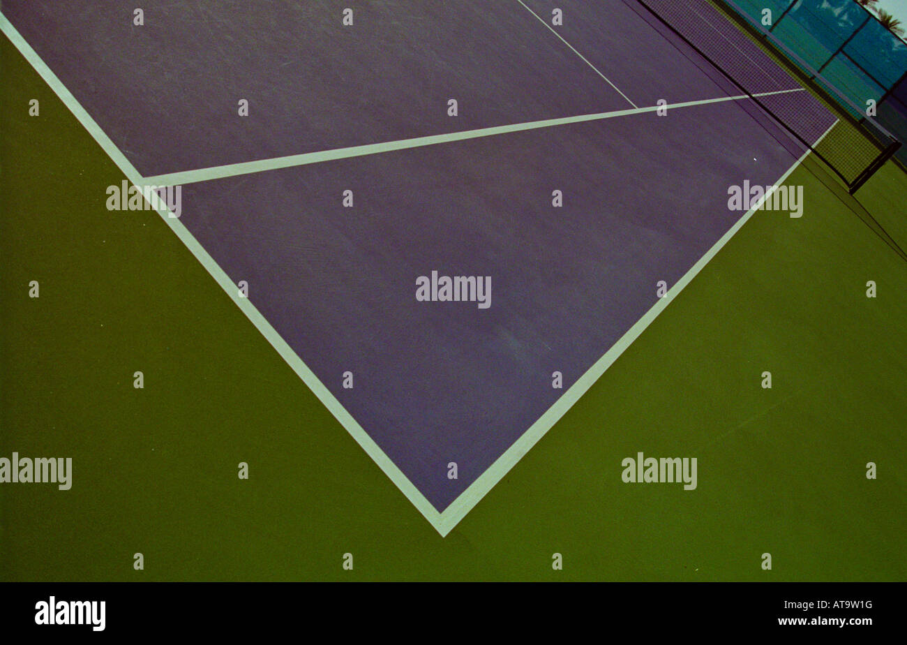 Ecke eines künstlichen Tennisplatz. Stockfoto