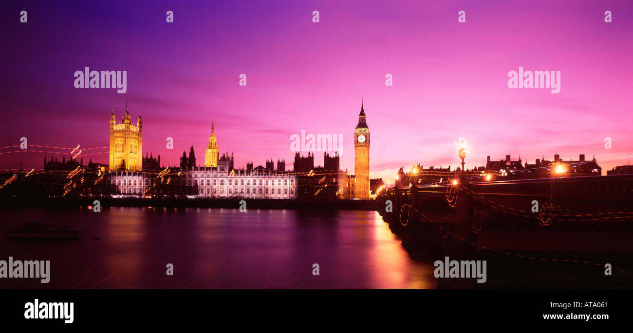 GB London Häuser des Parlaments Big Ben Panorama Stockfoto