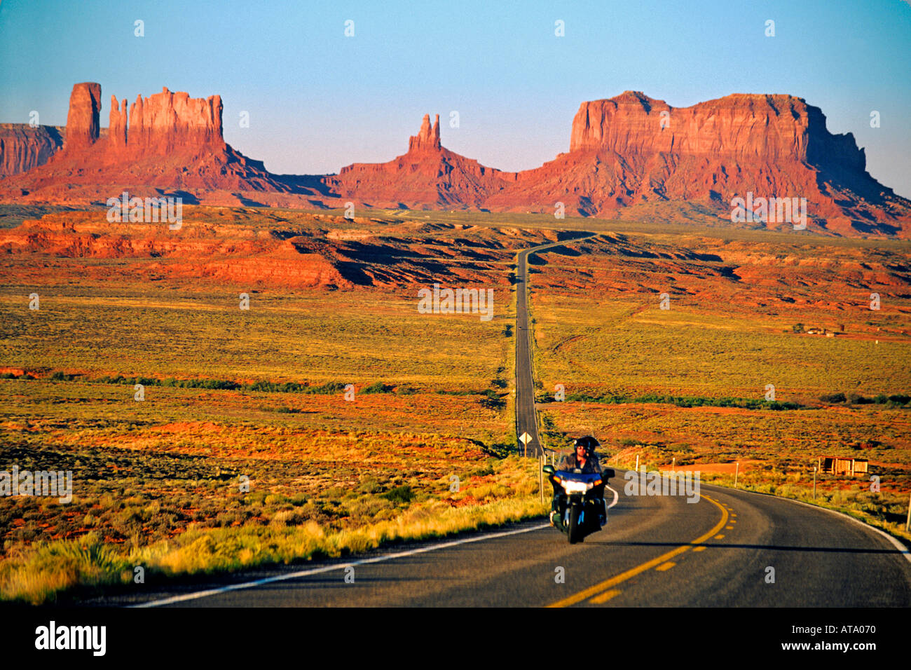 USA Arizona Monument Valley Highway Motocyle Stockfoto