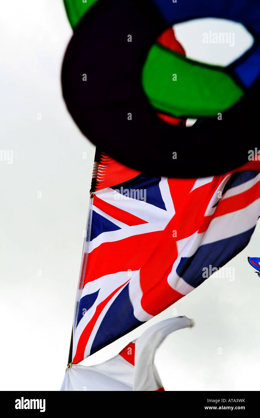 Unter der Flagge: die Union Flag mit Elementen aus dem 2008 britische Olympia-Logo Stockfoto