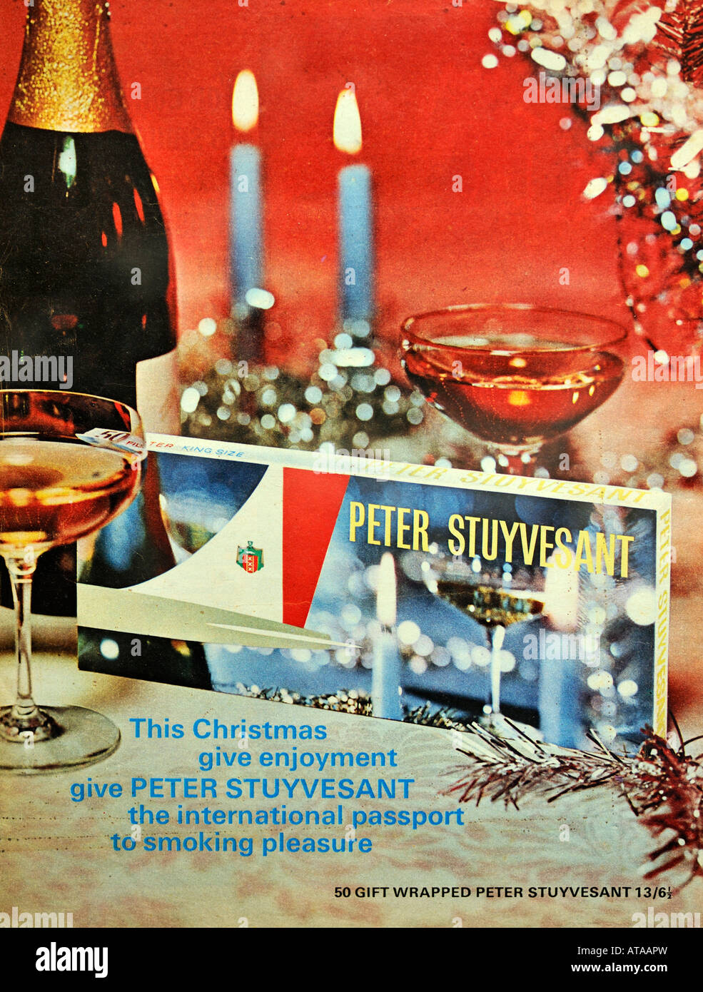 Peter Stuyvesant Zigaretten Weihnachten Anzeige Dezember 1966 nur zu redaktionellen Zwecken Stockfoto
