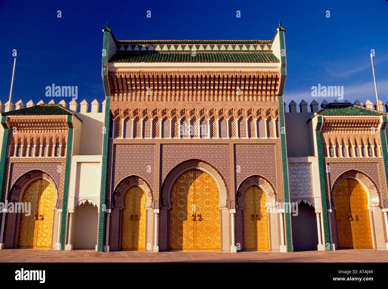 Marokkanische Architektur, Fassade, Royal Palace, Fes El Jedid, Stadt Fes, Marokko Stockfoto