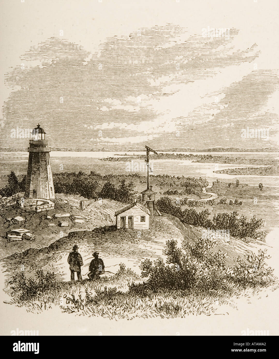 Sandy Hook, New Jersey, Vereinigte Staaten von Amerika, vom Leuchtturm in den 1870er Jahren gesehen Stockfoto