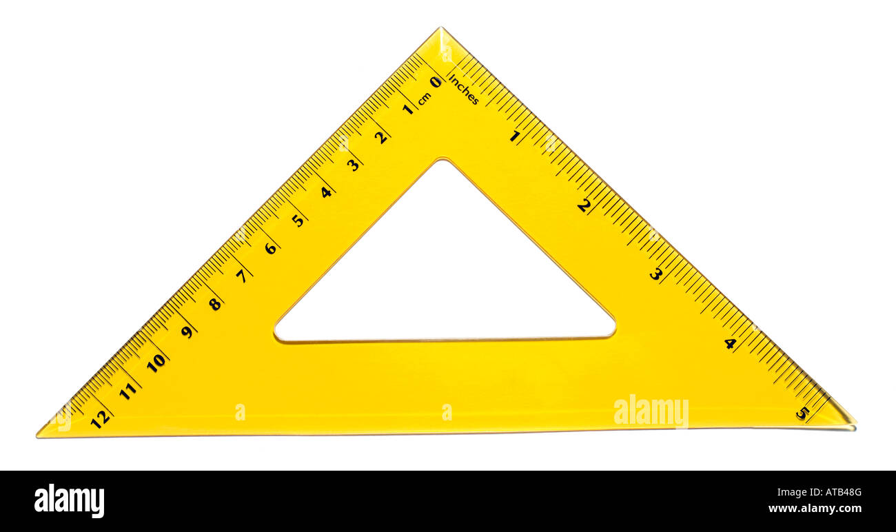 Gelbes Dreieck geometrische Messwerkzeug Stockfoto