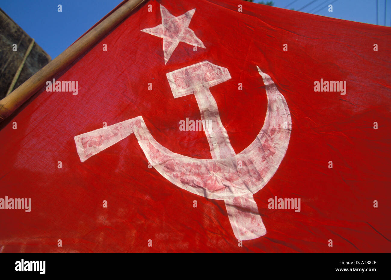 Indien Kerala die kommunistische Flagge wird an vielen Orten über Kerala gesehen, die ein kommunistischer Staat ist Stockfoto