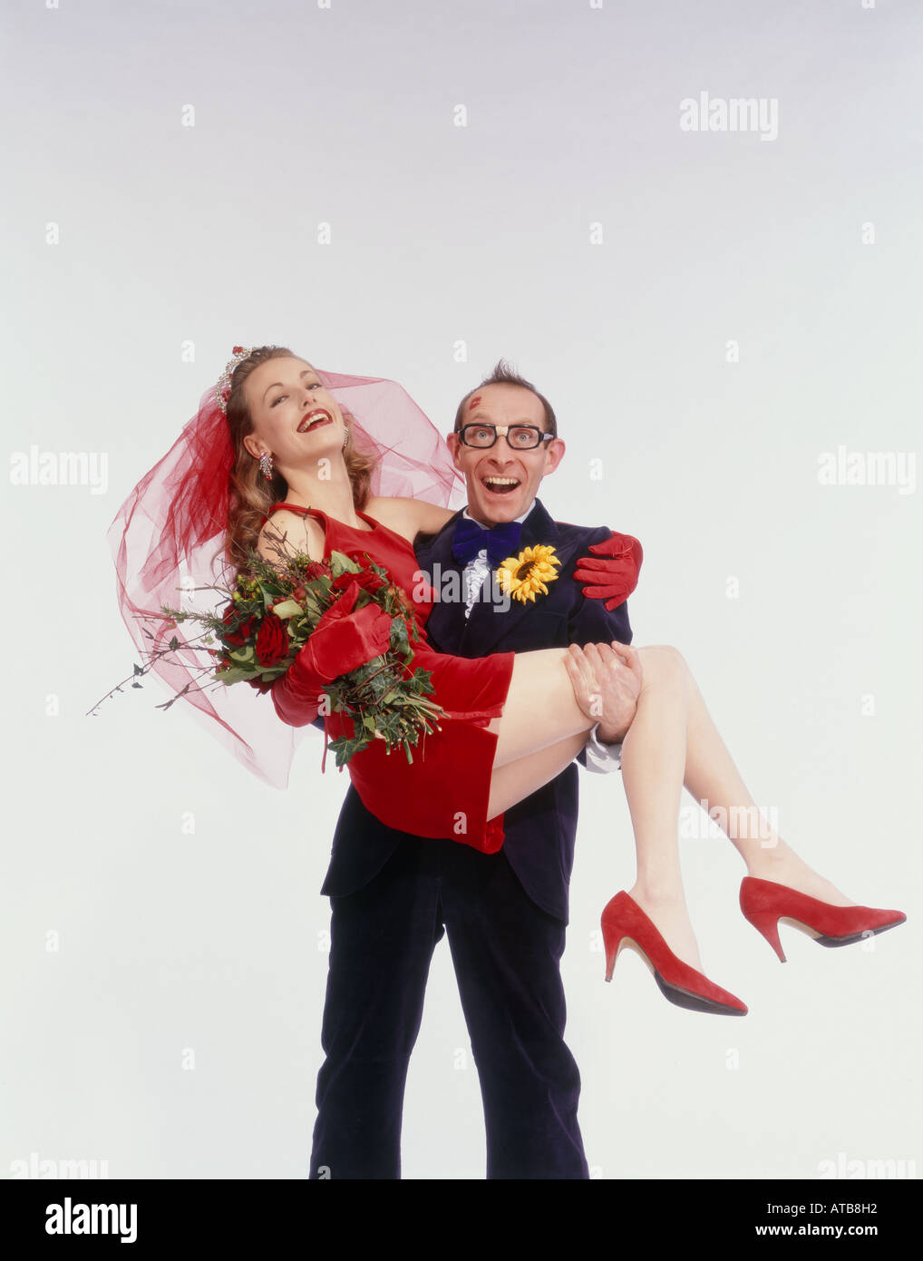 Ein Comic-Braut und Bräutigam Stockfoto