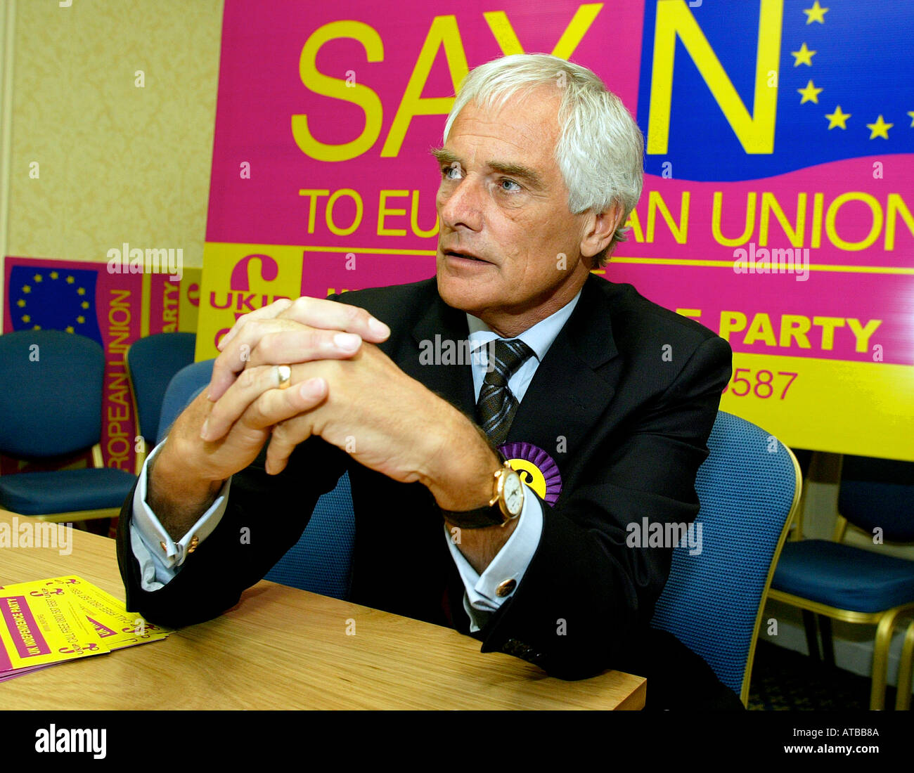 Ehemalige BBC Fernsehen Moderatorin Labour MP Robert Kilroy Silk steht für das EU-Parlament Stockfoto