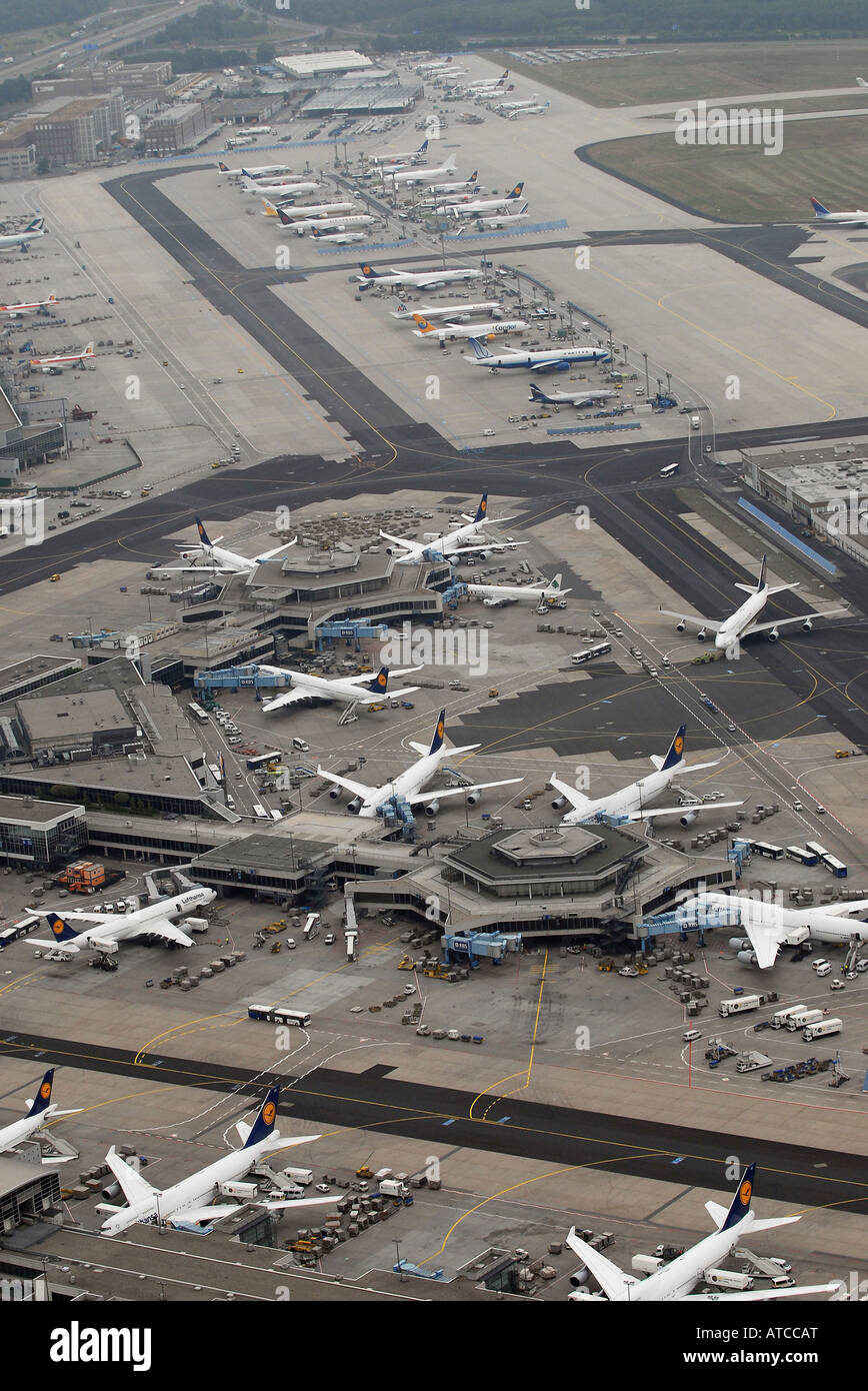 Luftbild des Flughafens in Frankfurt am Main, Deutschland Stockfoto