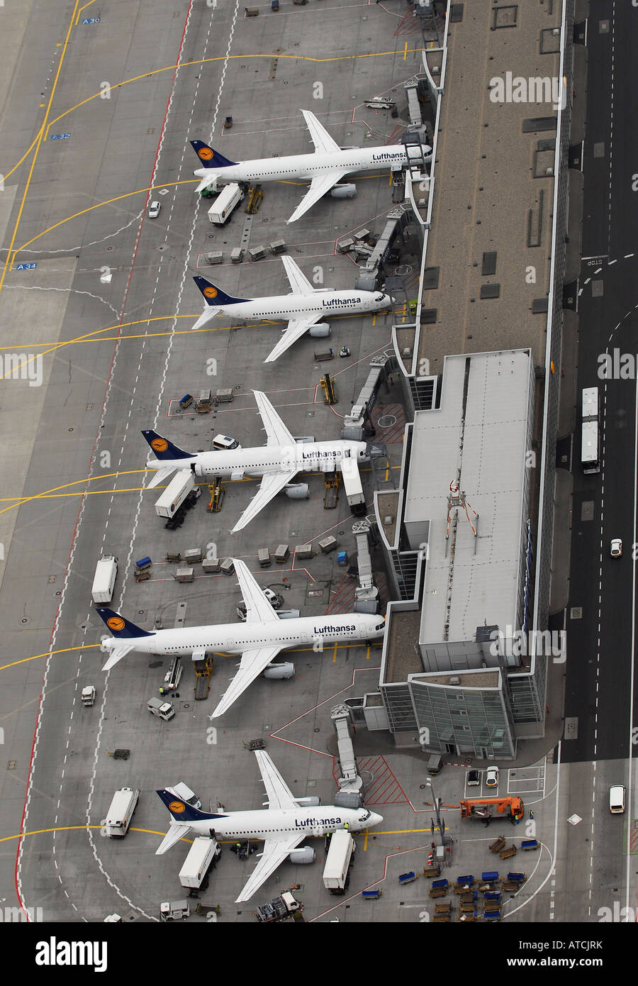 Luftbild des Flughafens in Frankfurt am Main, Deutschland Stockfoto