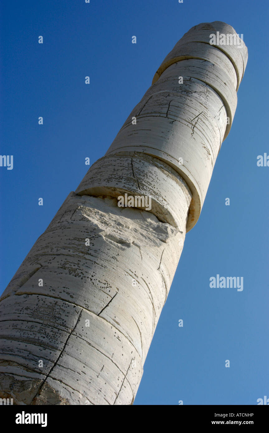 Spalte der Tempel der Hera in Ireon, Samos Insel Griechenland. Stockfoto