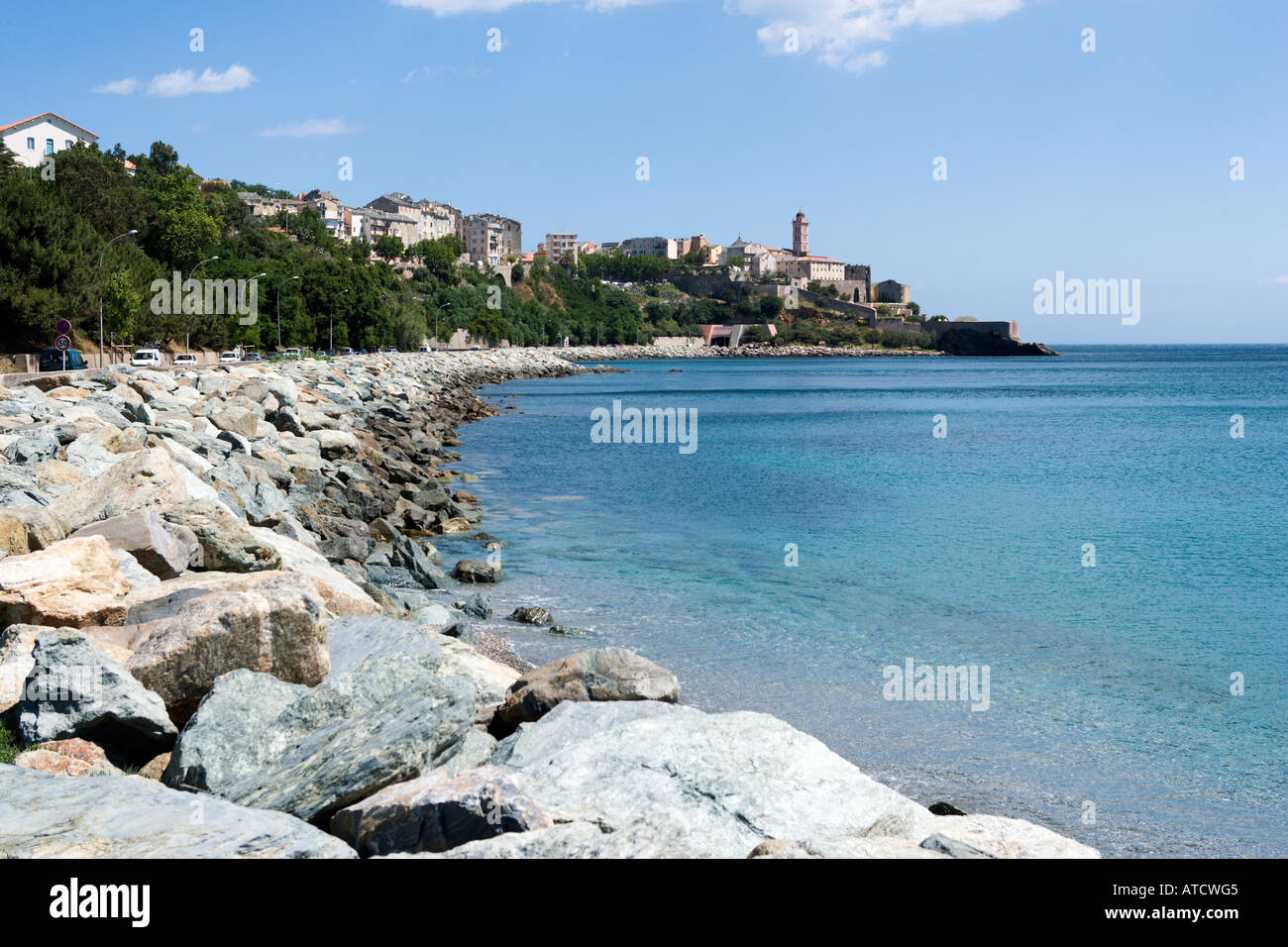 Blick auf die alte Stadt und Zitadelle, Bastia, Korsika, Frankreich Stockfoto