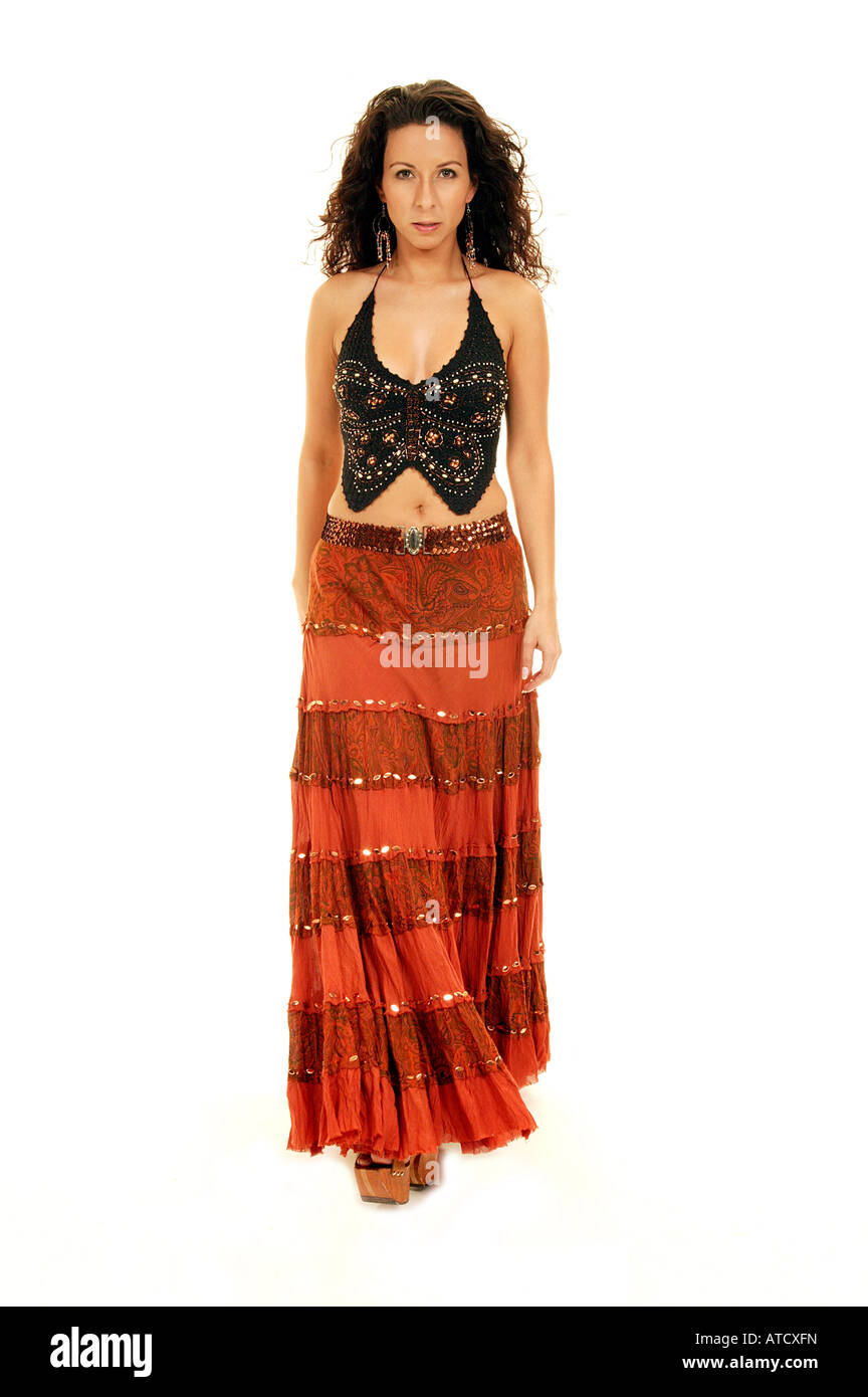 Tänzer tragen Orange Rock Stockfoto