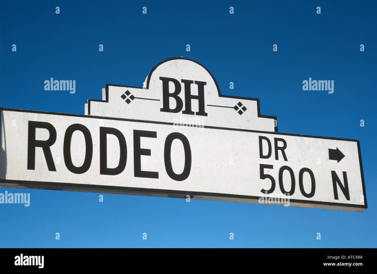 Straßenschild für Rodeo Drive, Beverly Hills, Los Angeles, Kalifornien, USA Stockfoto