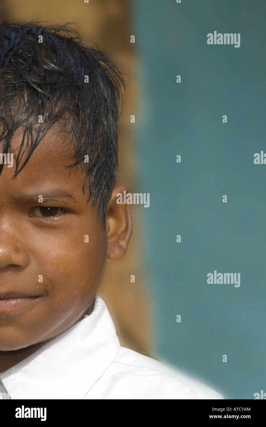 Indian Boy Portrait halbe Split-Bild Stockfoto