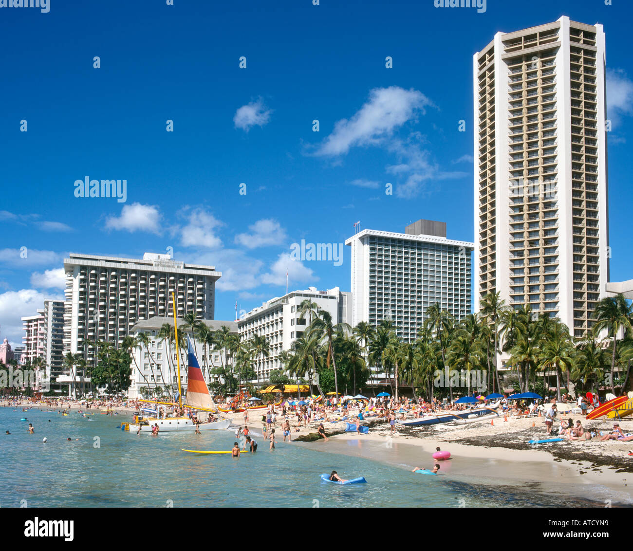 Waikiki Beach, Honolulu, Oahu, Hawaii, USA Stockfoto