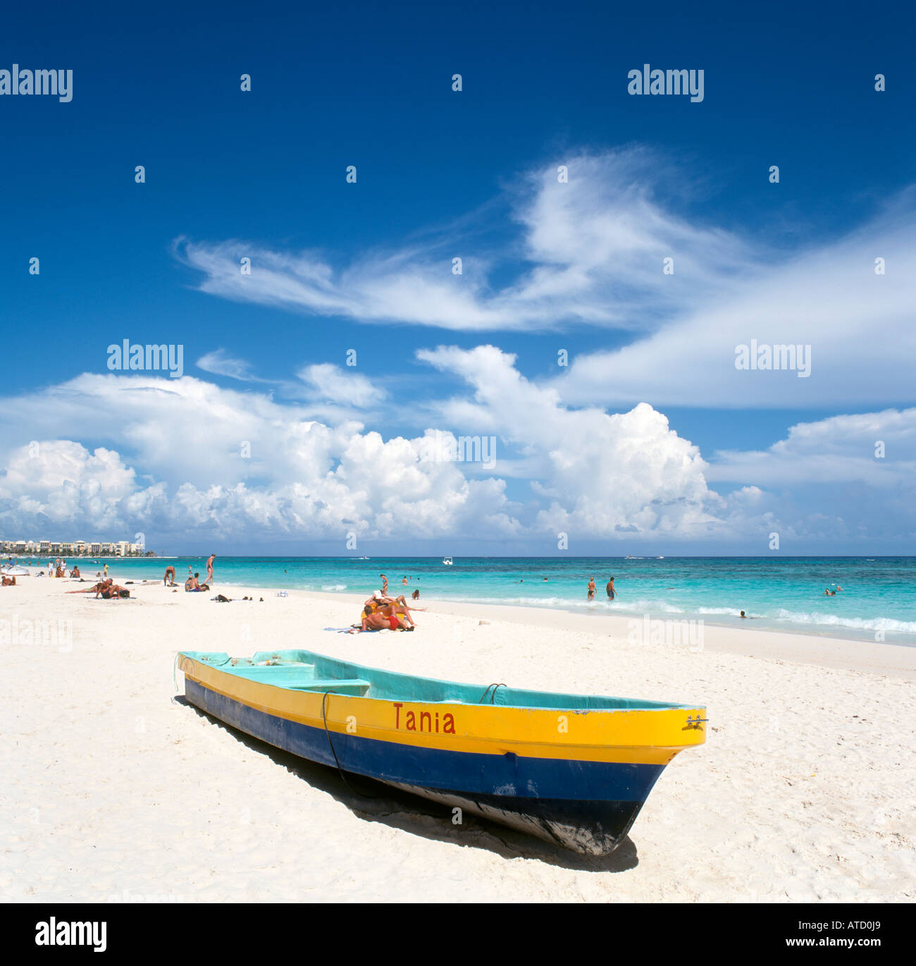 Strand im Zentrum des Ferienortes, Playa del Carmen, Riviera Maya, Quintana Roo, Halbinsel Yucatan, Mexiko Stockfoto