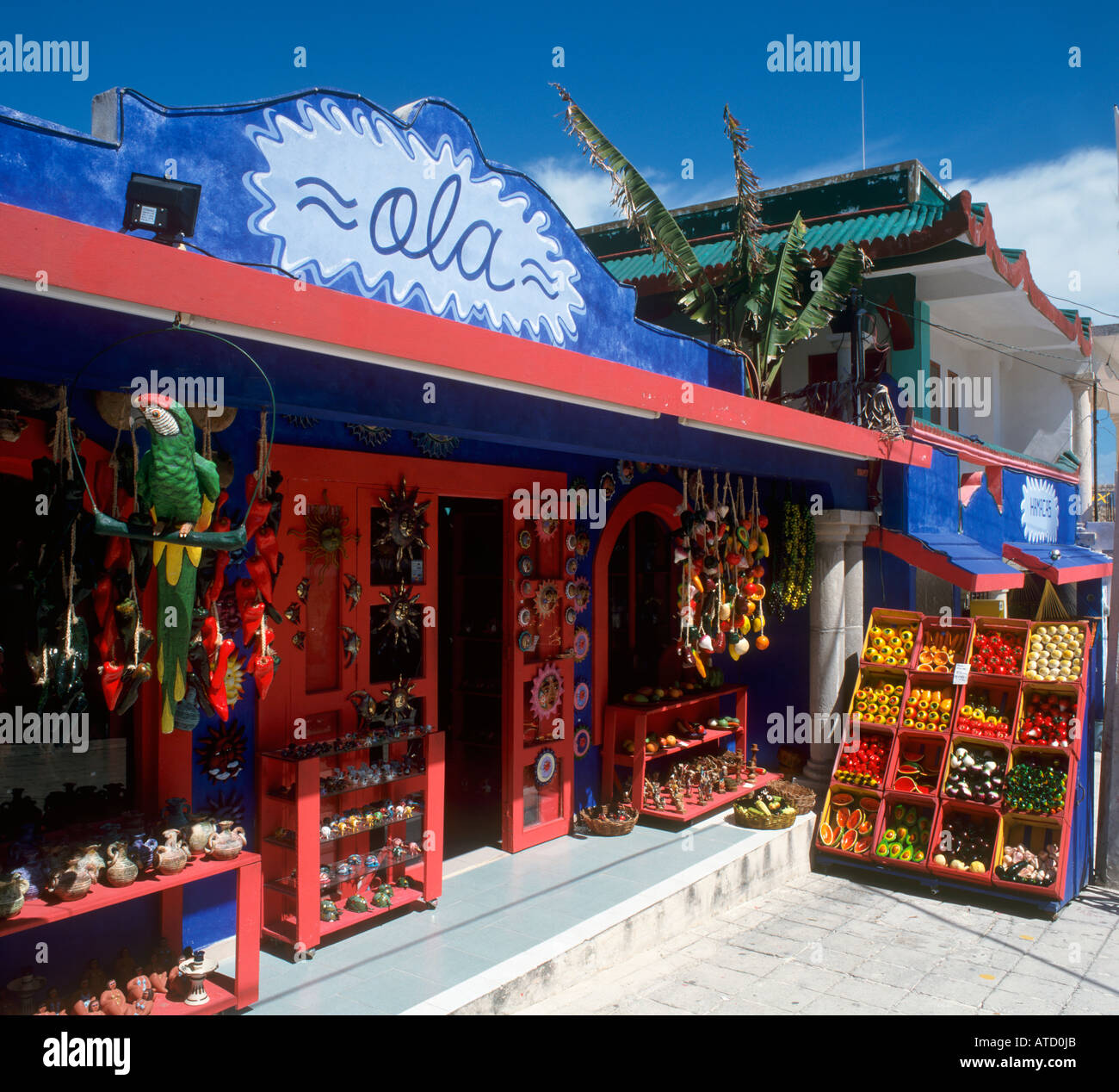 Geschäfte in Playa del Carmen, Riviera Maya, Quintana Roo, Halbinsel Yucatan, Mexiko Stockfoto