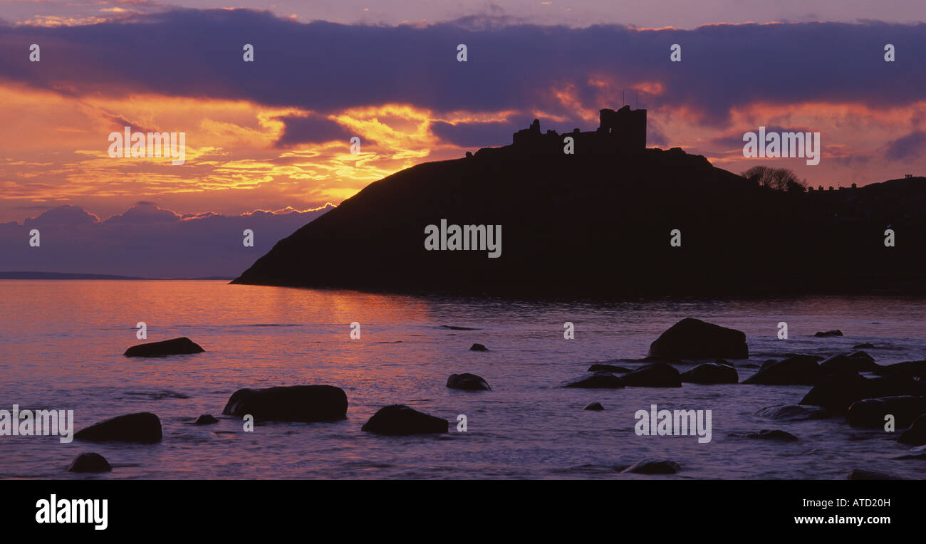 Criccieth Schloß Llyn Halbinsel Küsten Sonnenuntergang North Wales UK Stockfoto