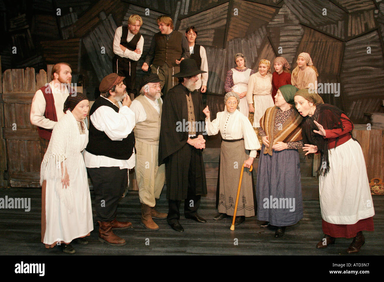 Indiana, Porter County, Chesterton, 4th Street Theatre, Theater, Fiddler auf dem Dach, Schauspieler, Schauspielerin, Bühne, Praxis, Probe, Charakter, Schauspiel, IN061007123 Stockfoto