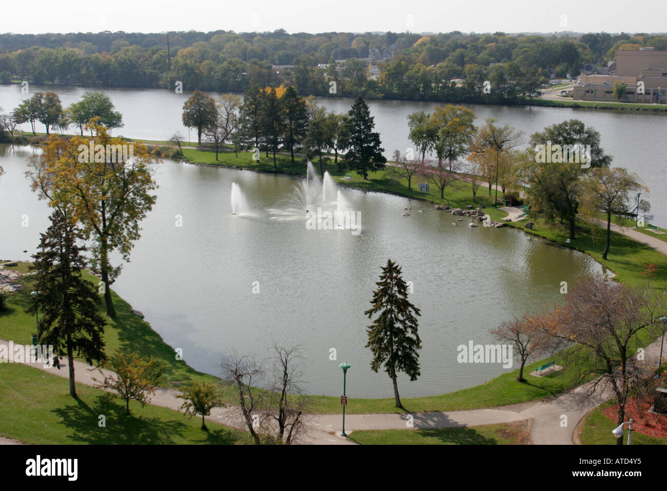 Wisconsin Rock County, Beloit, Rock River, Wasser, Riverside Park, WI061003016 Stockfoto