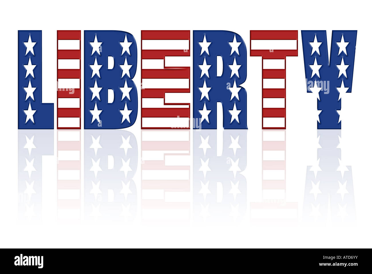 Liberty-Wort mit überlagerten amerikanische Flagge Sterne und Streifen-Muster Stockfoto
