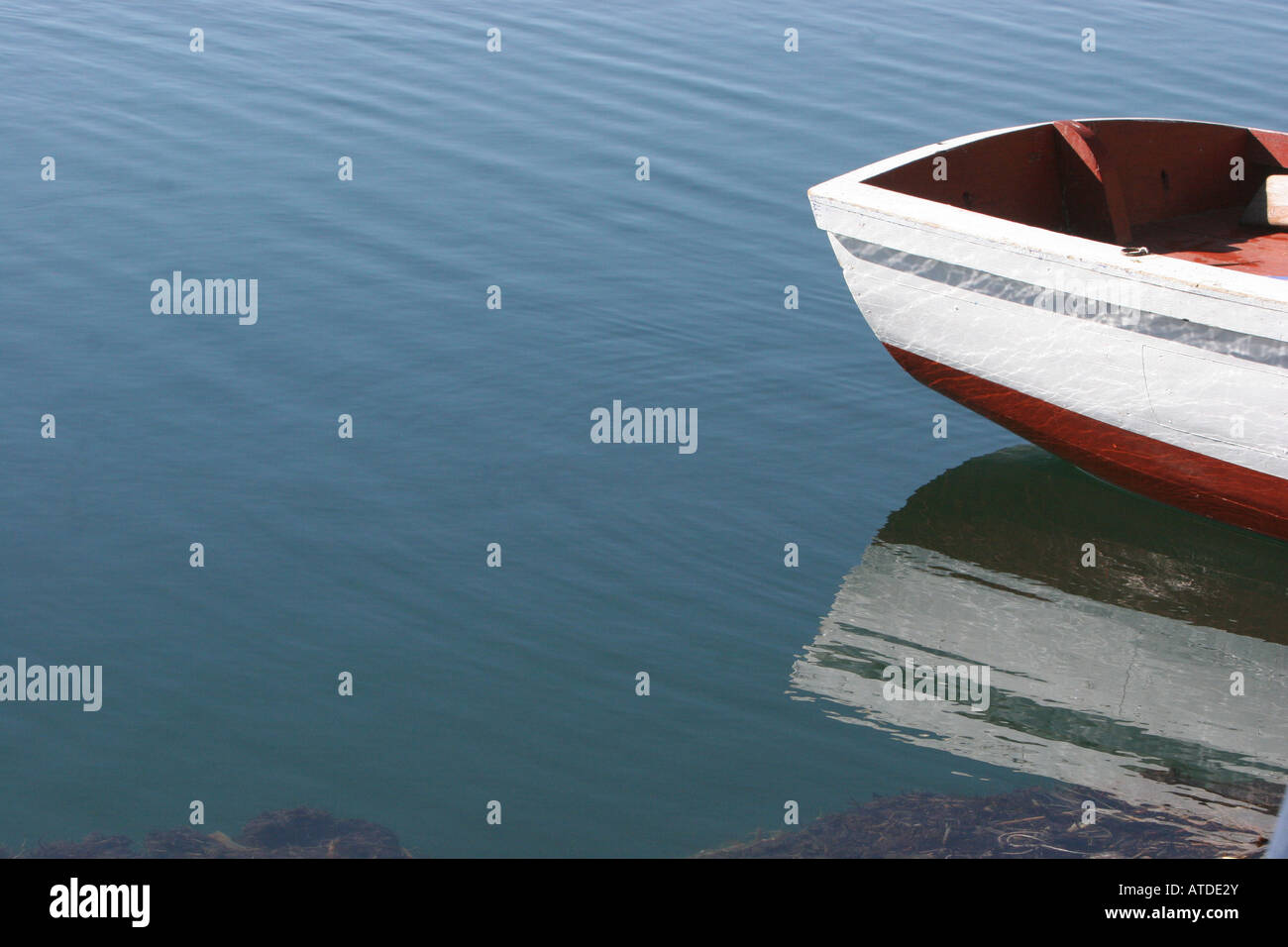 Ein Fischerboot am Titicacasee Peru Stockfoto