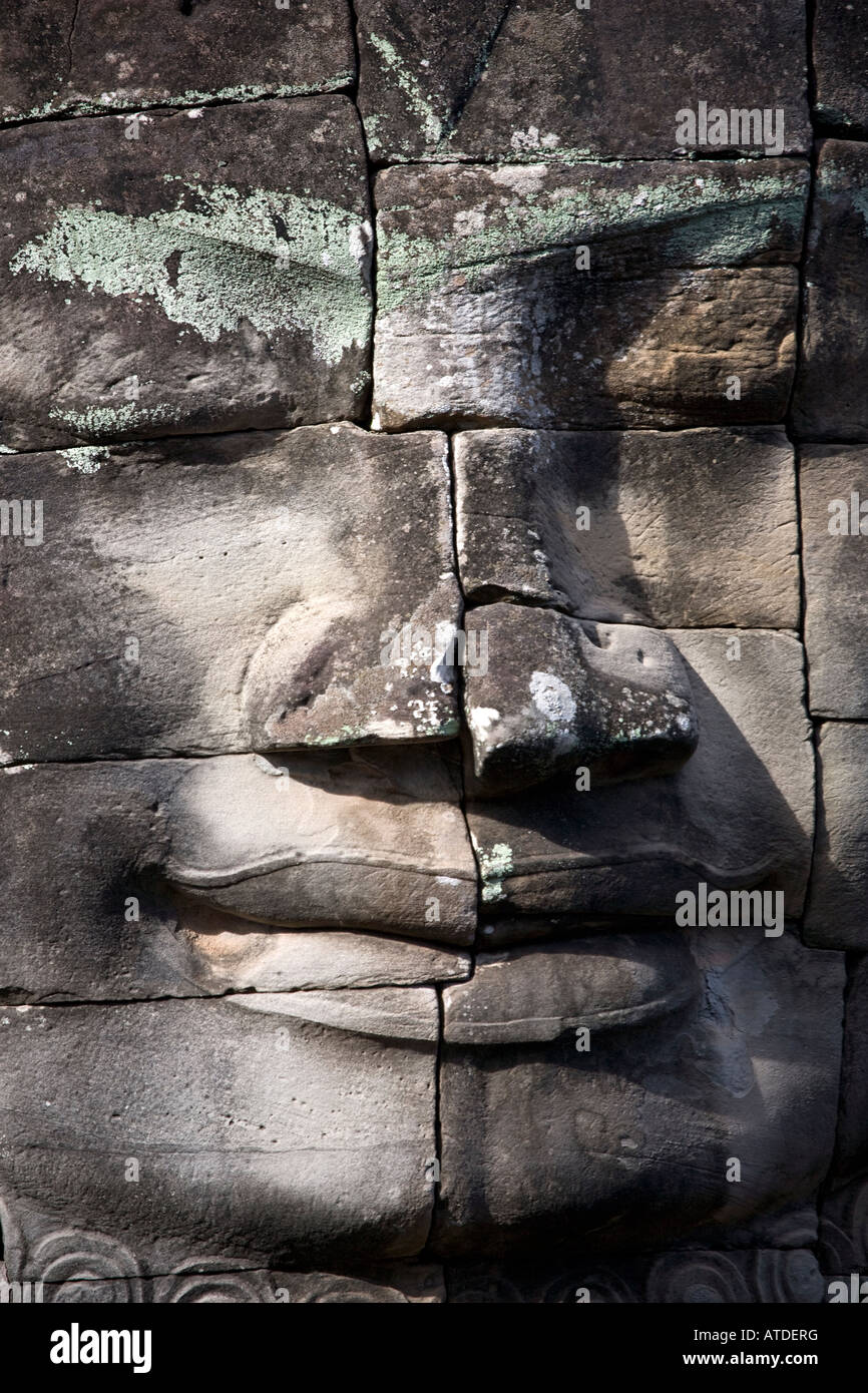 Gesicht Detail Bayon Tempel Angkor Thom Kambodscha Stockfoto