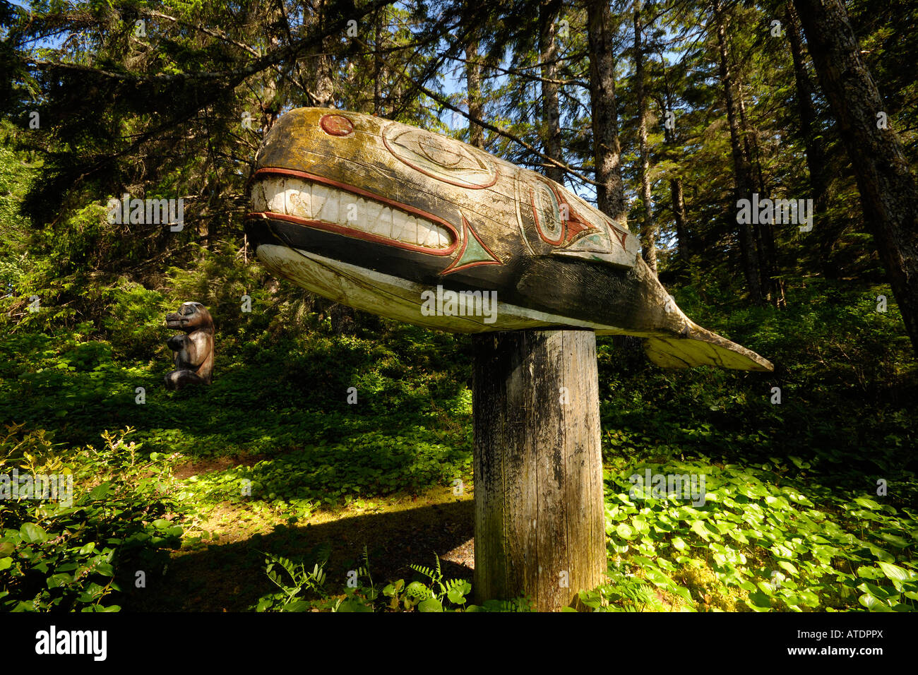 Totempfähle Prince Of Wales Island Inside Passage Alaska Stockfoto