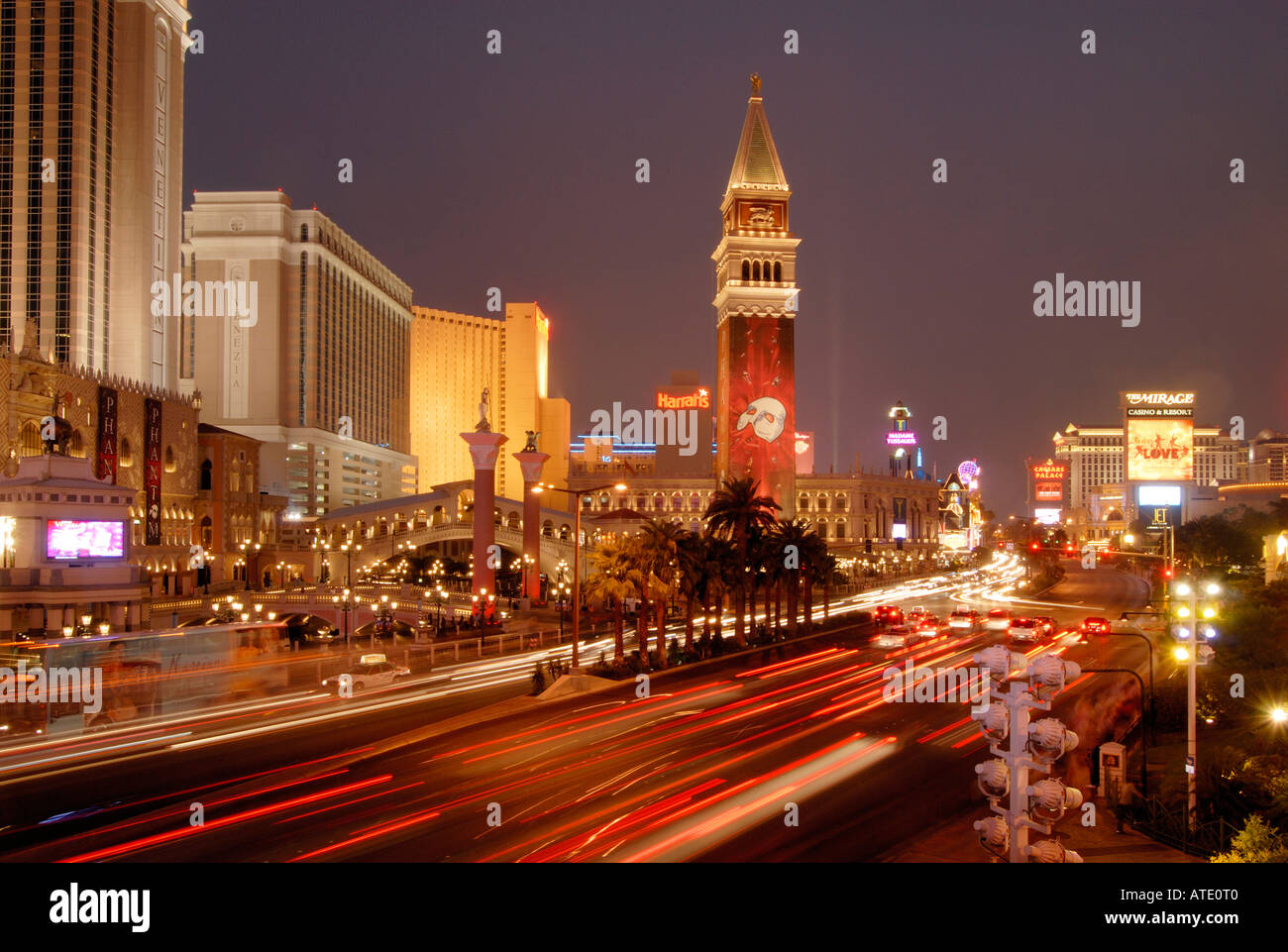 Den Streifen in der Nacht Las Vegas Nevada, USA Stockfoto