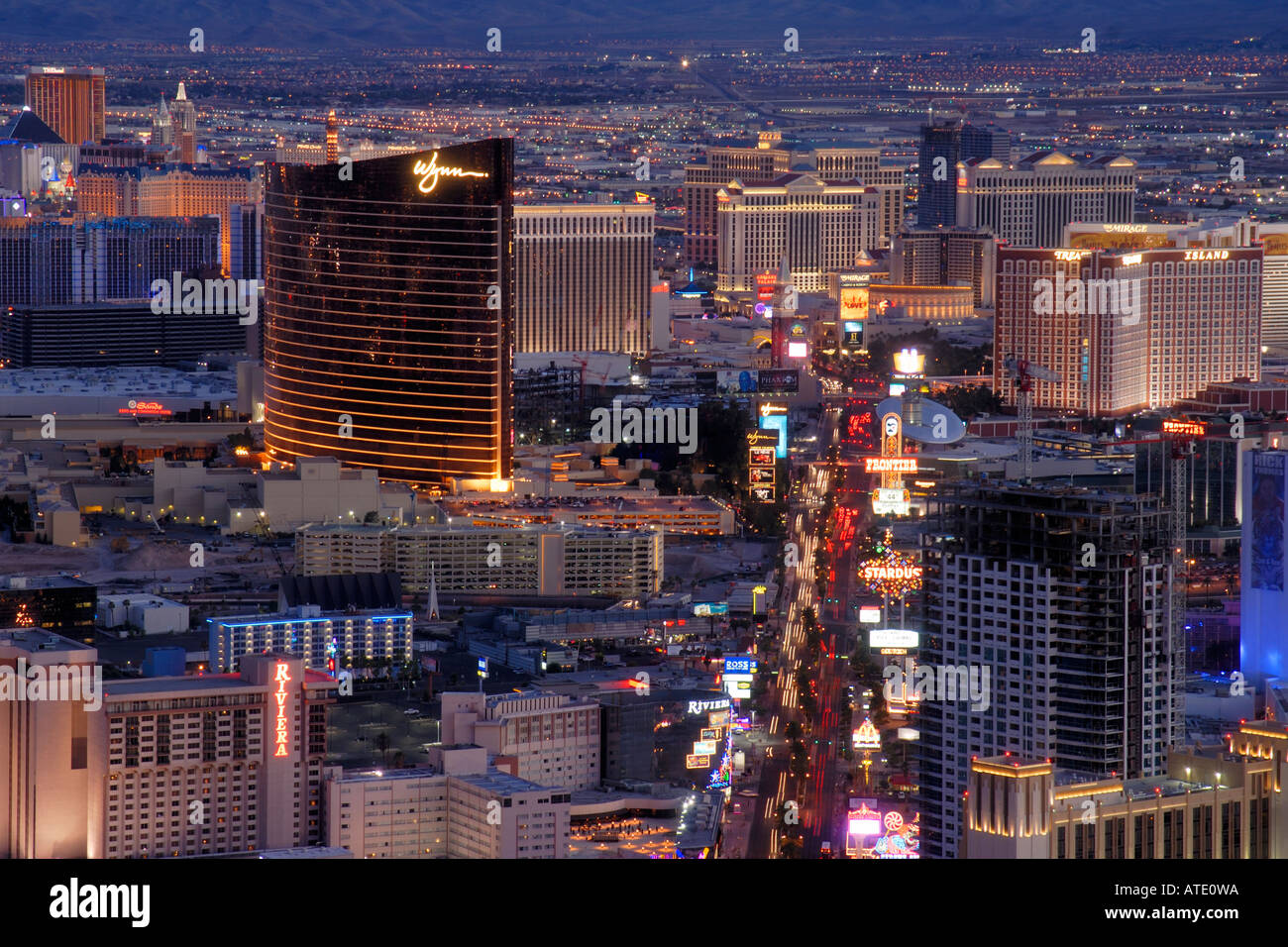 Luftaufnahme des Las Vegas Boulevard Las Vegas Nevada, USA Stockfoto