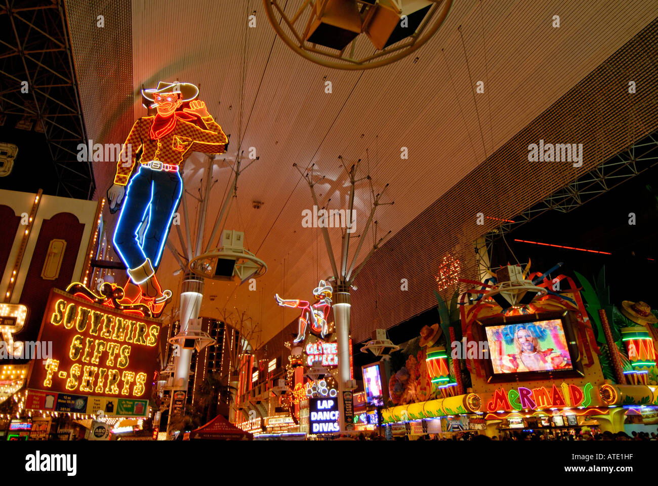 Cowboy-Schild an der Fremont Street Las Vegas Nevada, USA Stockfoto