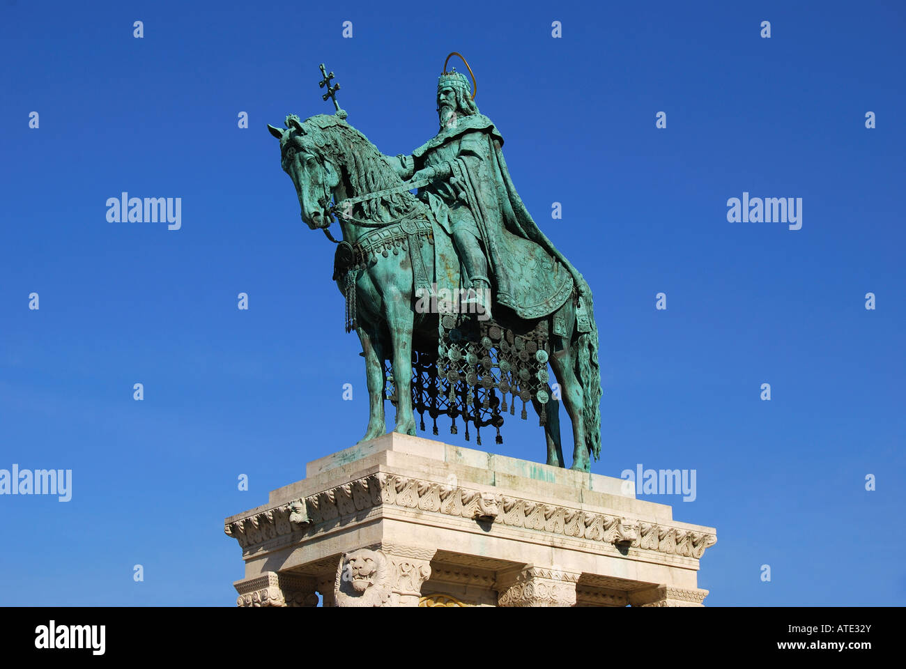 Statue von St.Stephens, Fischerbastei, das Burgviertel, Buda, Budapest, Ungarn Stockfoto