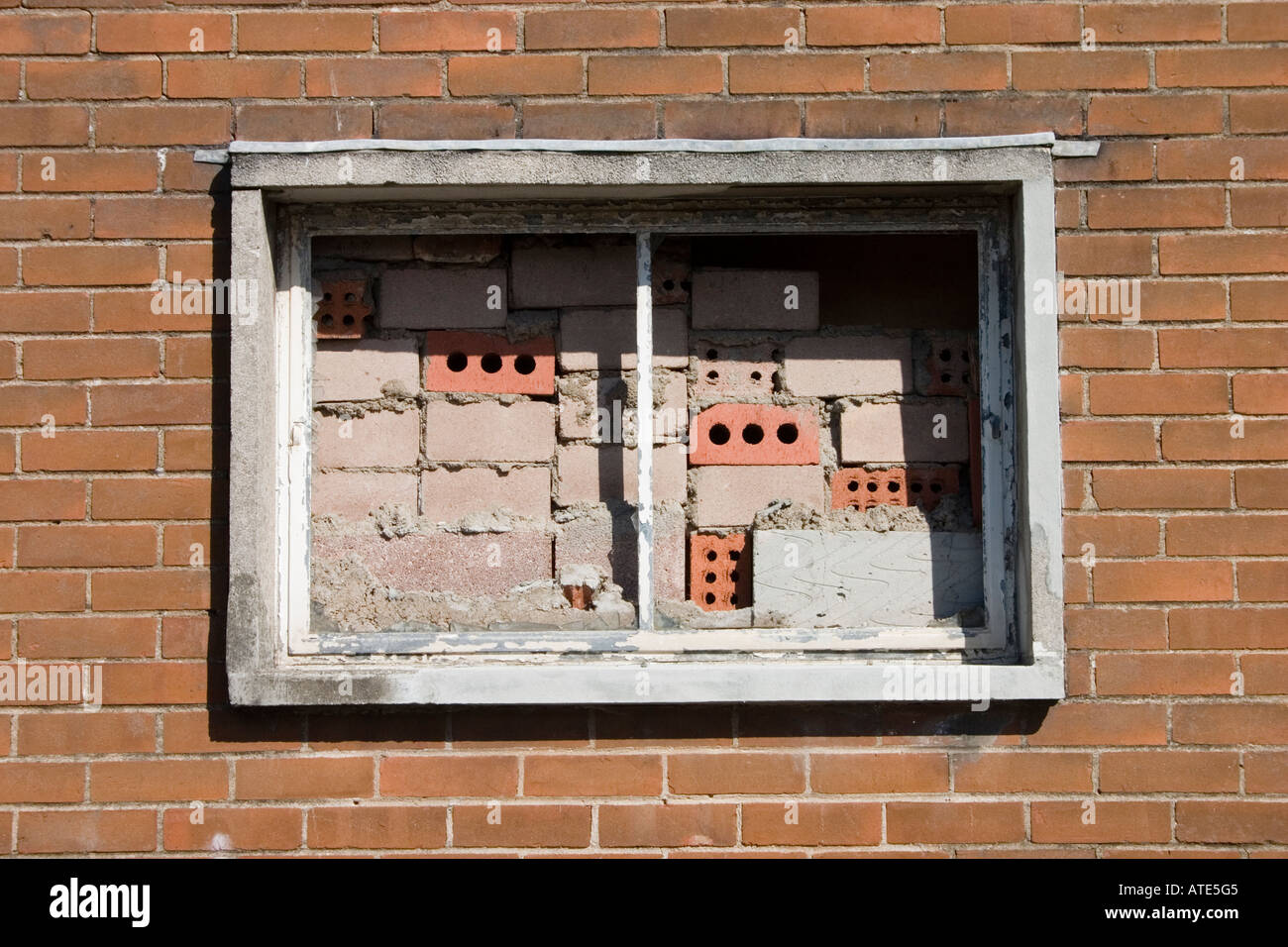 Fenster mit einigen atemberaubenden Mauerwerk Roath Cardiff UK blockiert Stockfoto