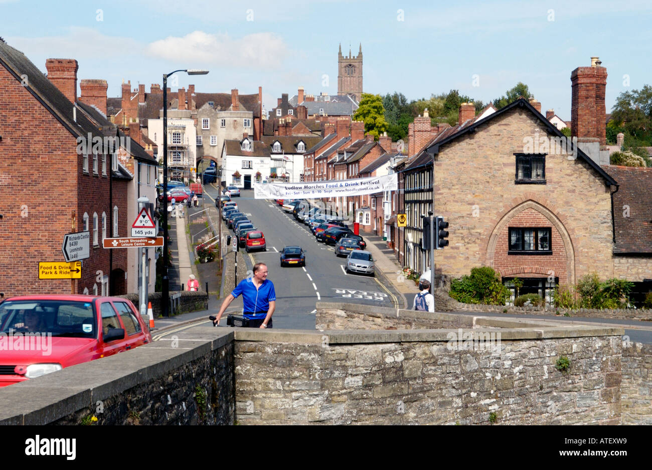 Gesamtansicht der Stadt während der jährlichen Ludlow Food Festival Shropshire England UK Stockfoto