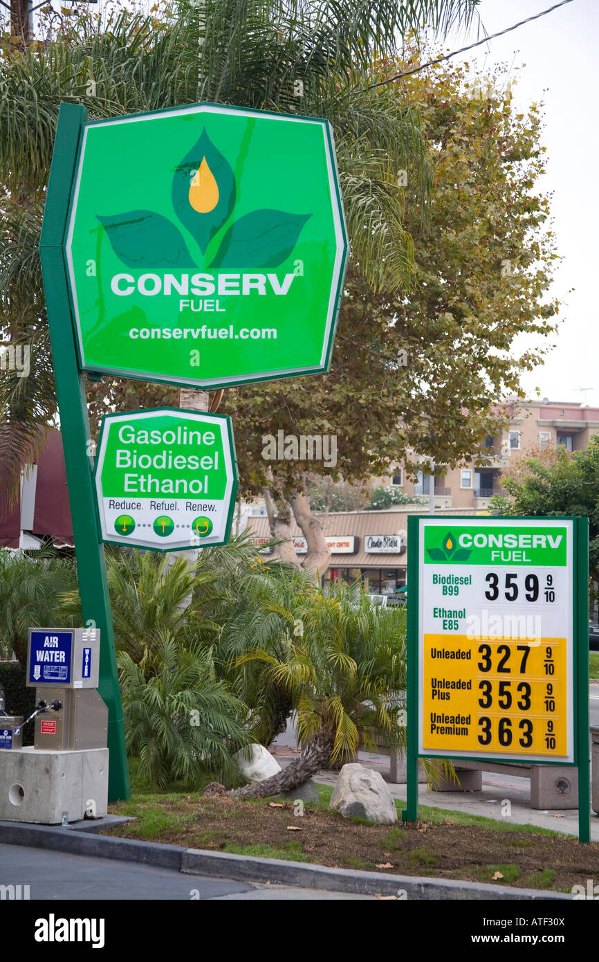 Conserv Kraftstoff, Grüne Tankstelle, Brentwood, Los Angeles County, Vereinigte Staaten Stockfoto