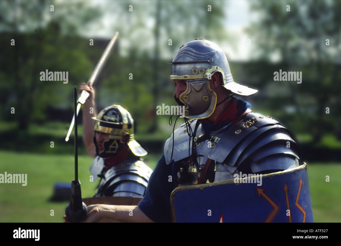 Römische Soldaten an der Lunt Fort Baginton Warwickshire England UK Stockfoto
